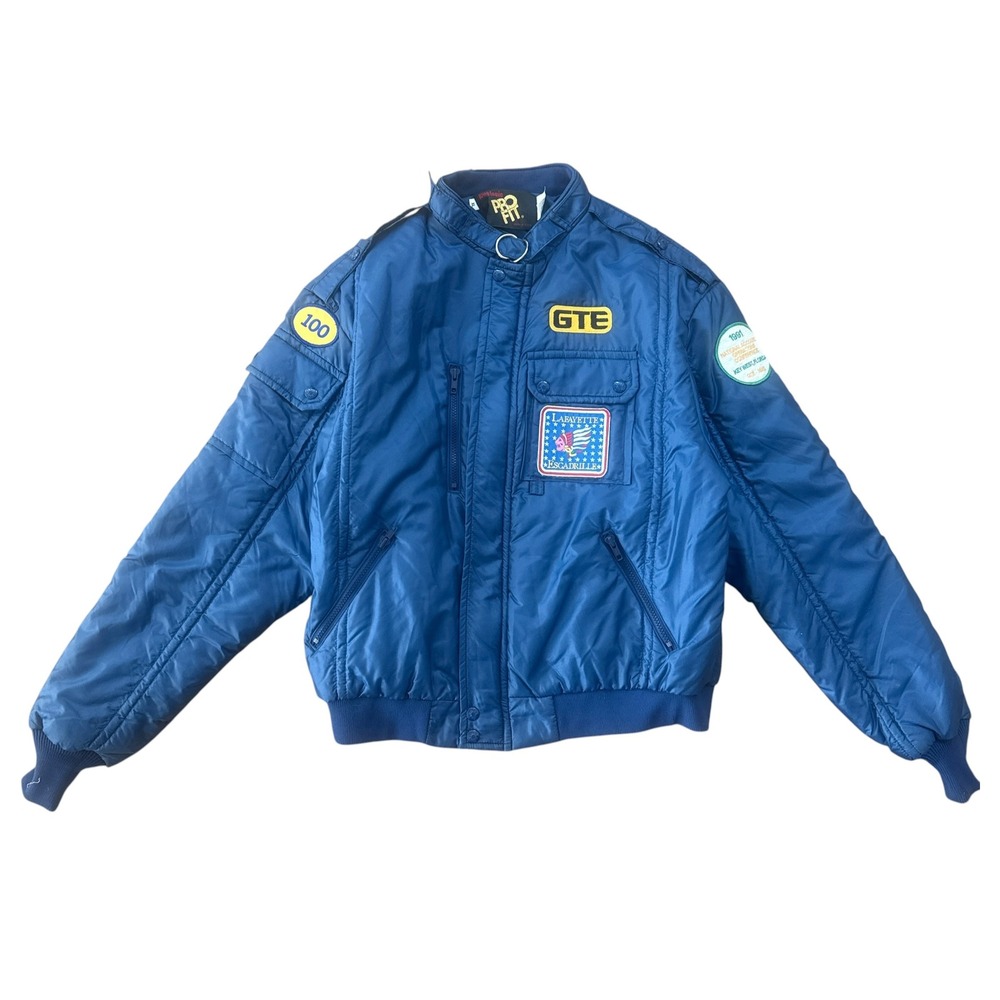 King Louie GTE NIMS Nylon Bomber Jacket Vintage 1991 Key West XL Blue USA Made